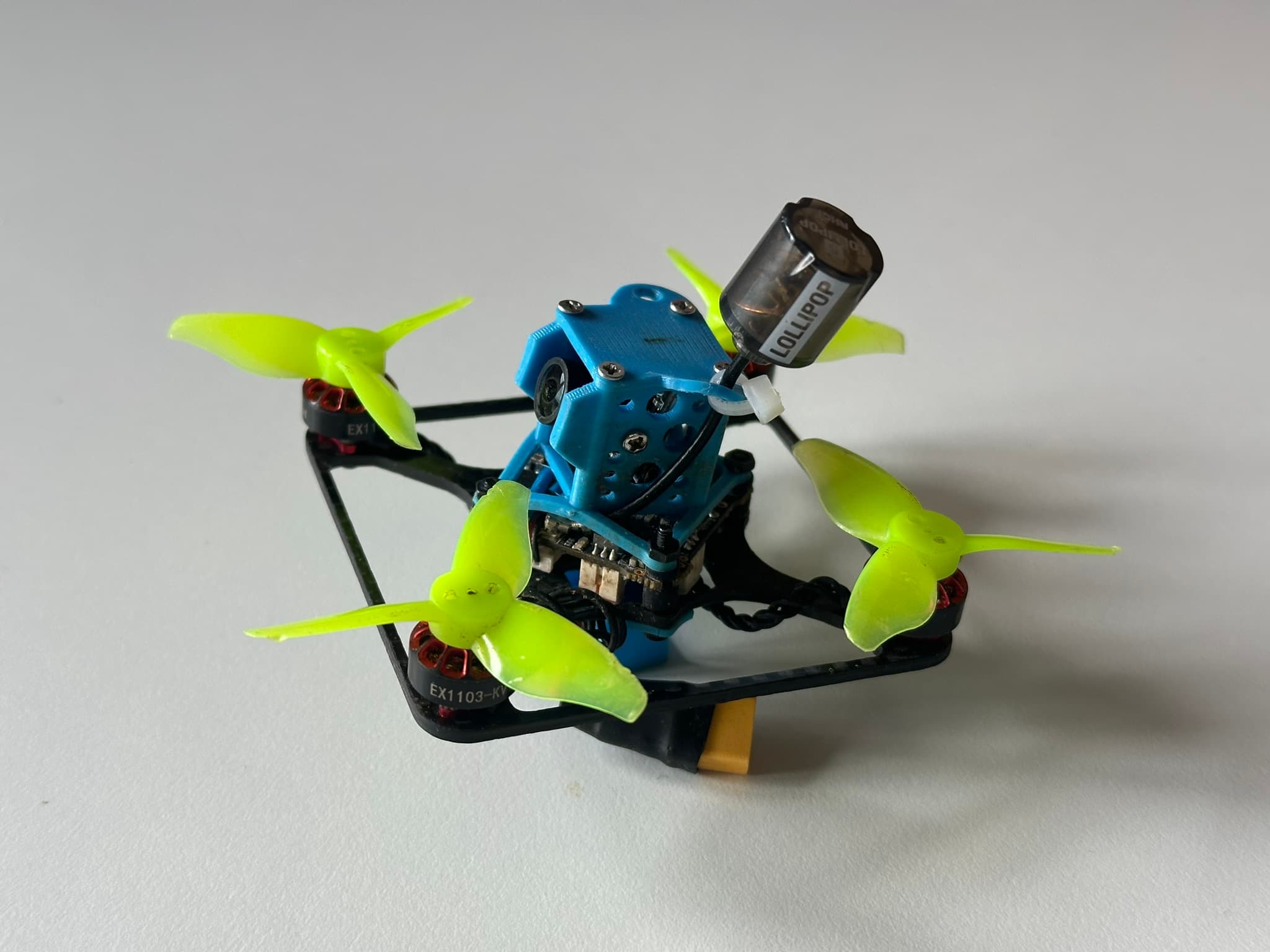CA2-85mm micro drone with canopy and antenna, front angle