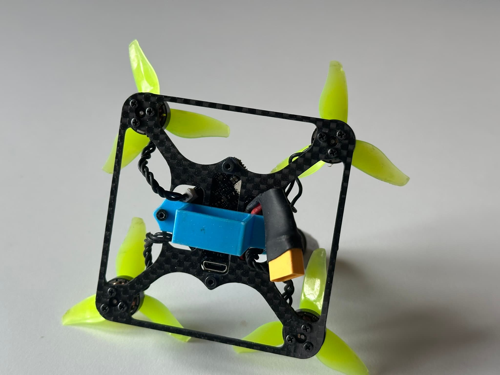 Bottom side of the CA2-85mm frame showing battery mount and USB port