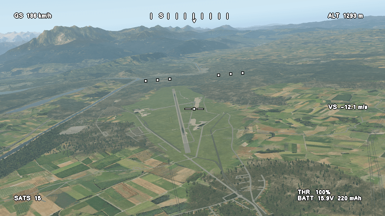 FPV OSD view in X-Plane 11 with CA320T model