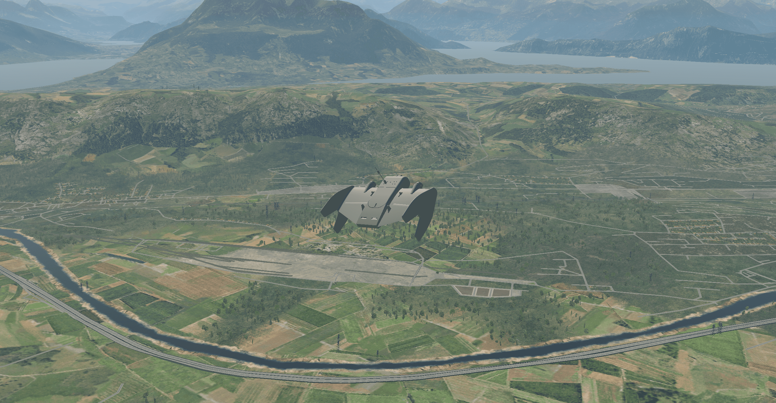 CA320T simulator model back view in X-Plane 11