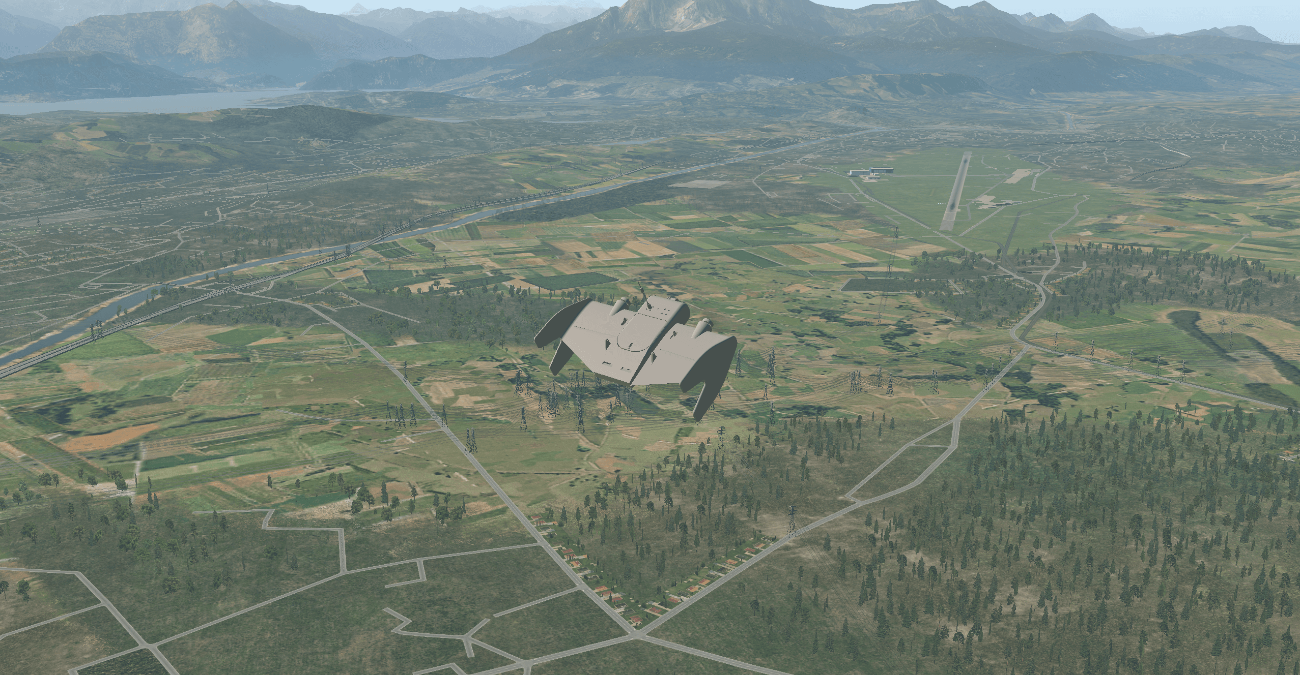 CA320T simulator model top view in X-Plane 11