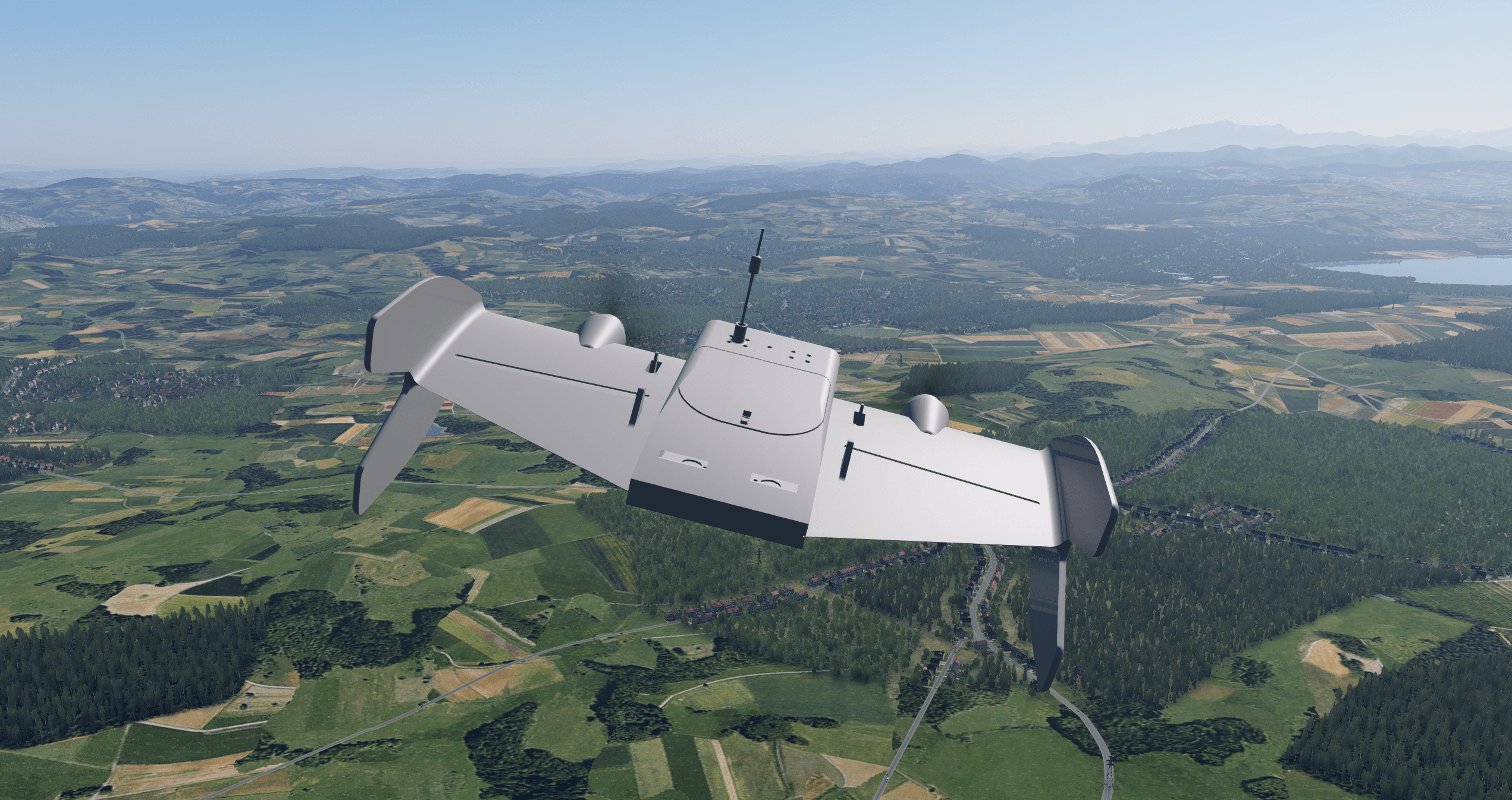 CA320T simulator model in X-Plane back view