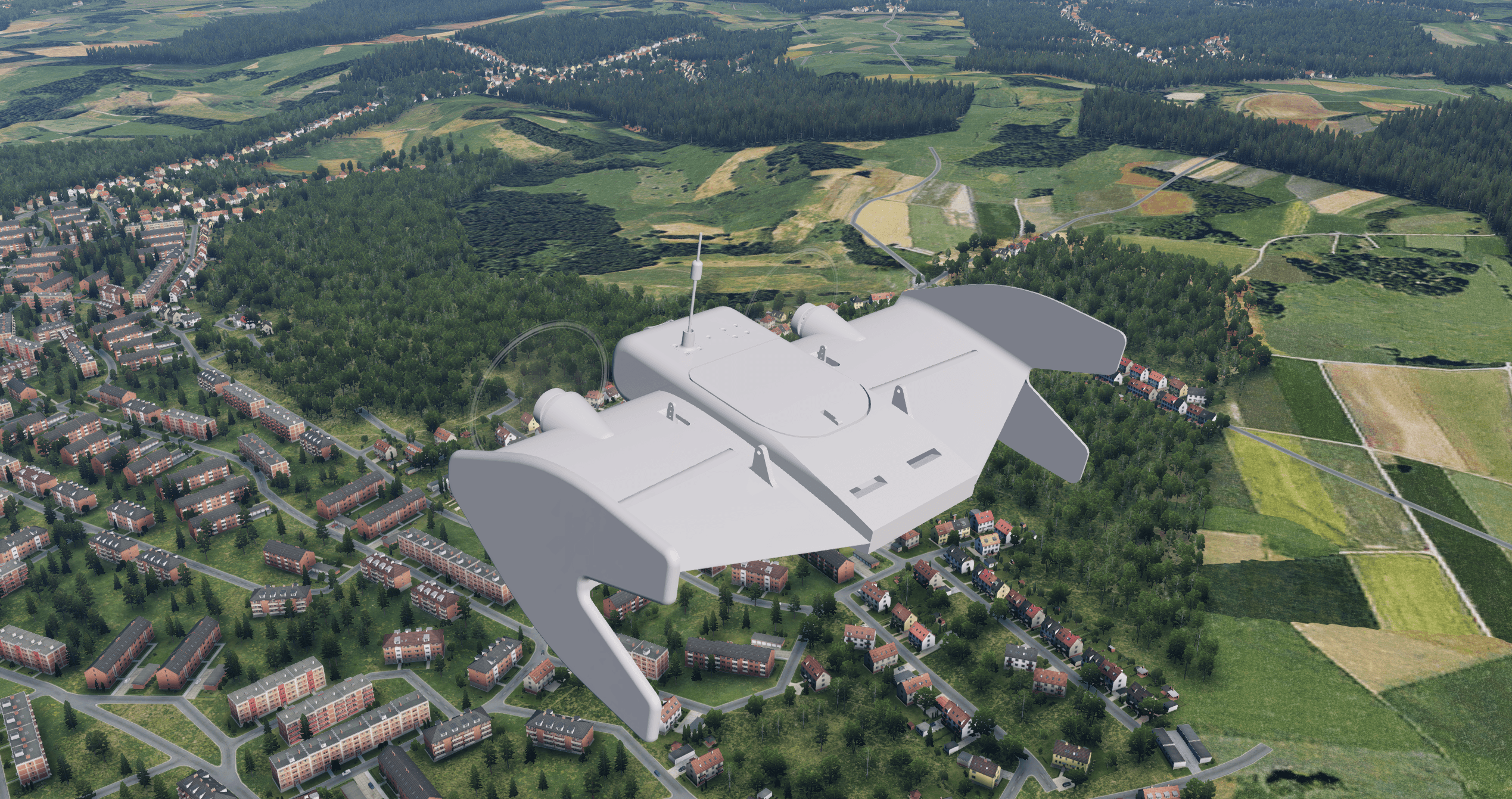 CA320T simulator model in X-Plane top view