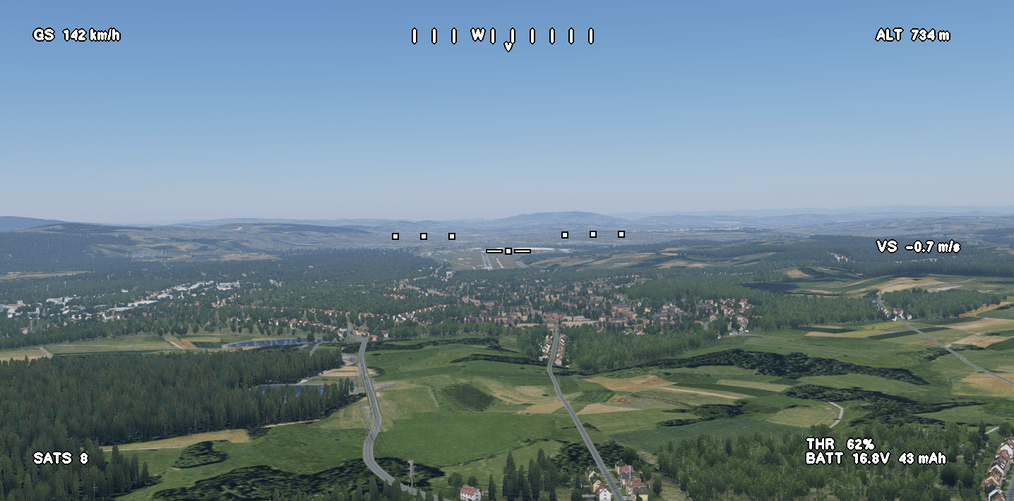FPV OSD view in X-Plane with CA320T model