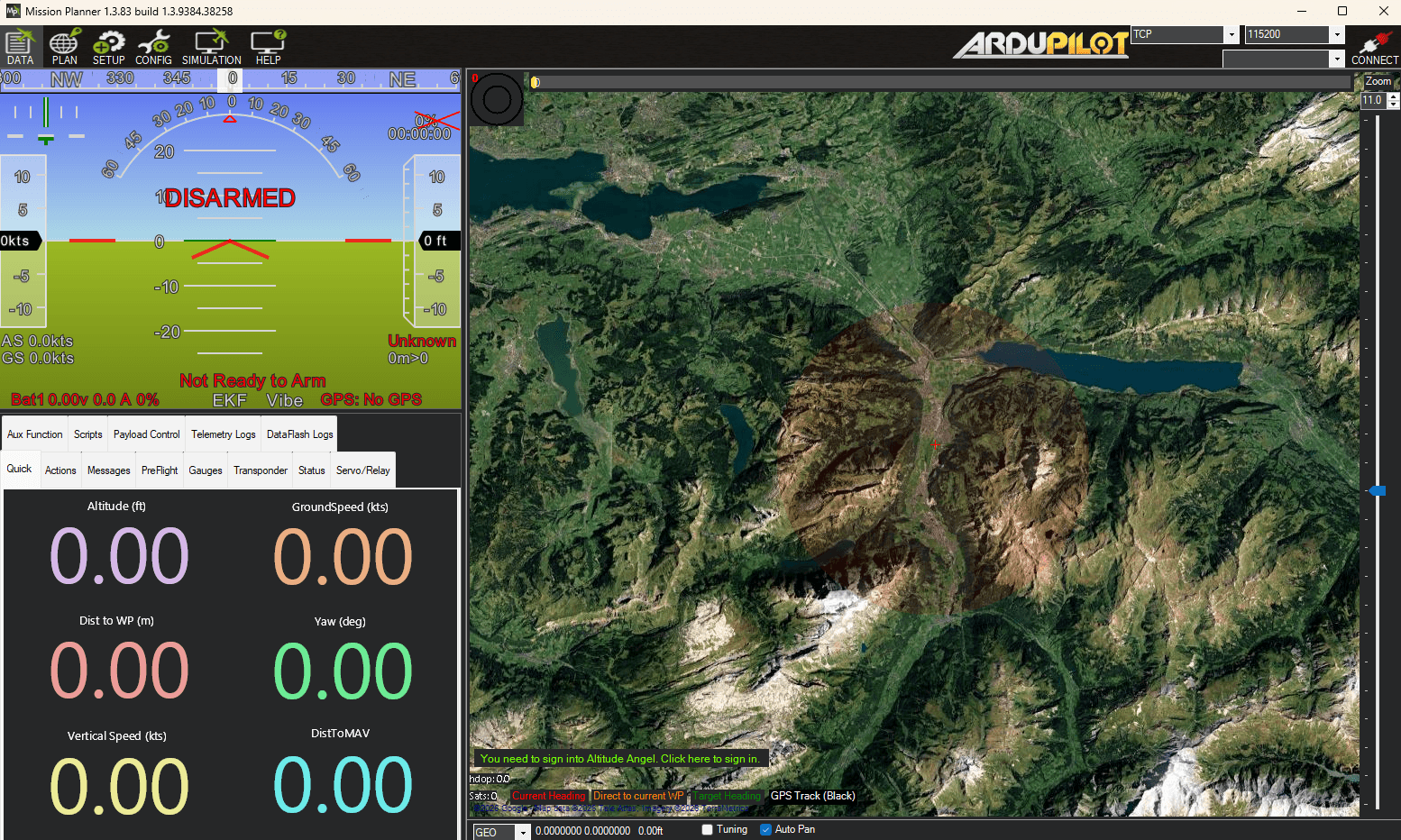 Mission Planner start screen